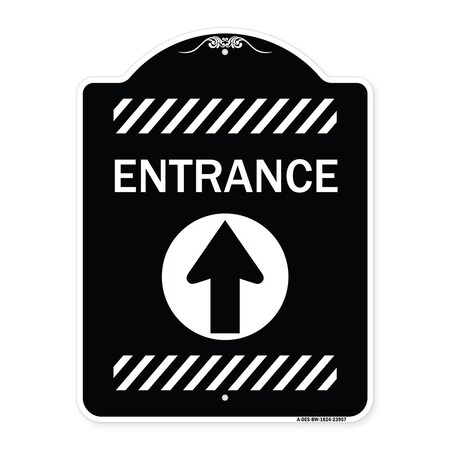 Signmission Flex Post Entrance W/ Straight Ahead Arrowfor Flex Paddle Alum Sign, 18" L, 24" H, BW-1824-23957 A-DES-BW-1824-23957